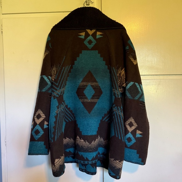 Vintage Rhonda Stark Aztec Southwestern Blanket Coat Jacket Wool Blend Boho - Picture 10 of 16
